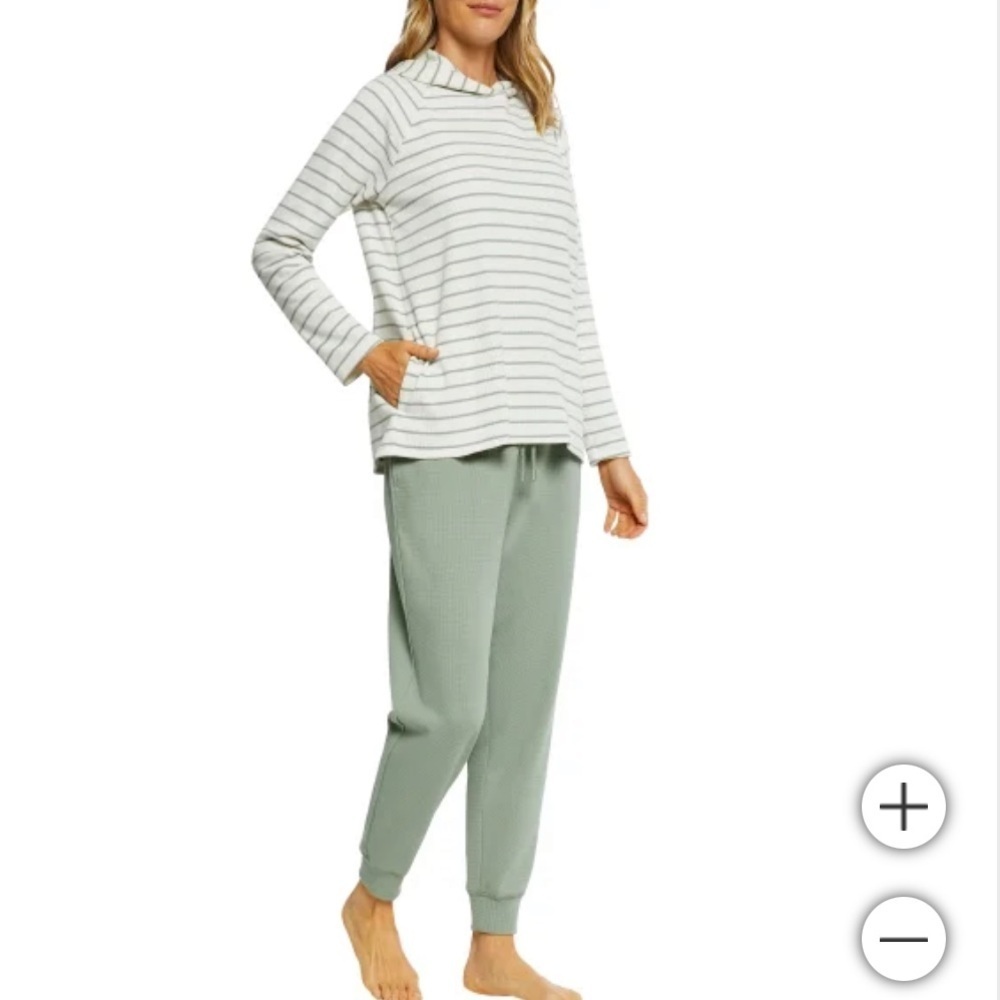 New Max & Mia Women's Waffle Knit‎ Lounge Set green white